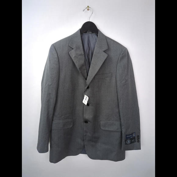 [SOLD] NWT J PRESS Sz US 38R Grey Wool Herringbone Blazer GUABELLO Super 130s - Picture 1 of 11